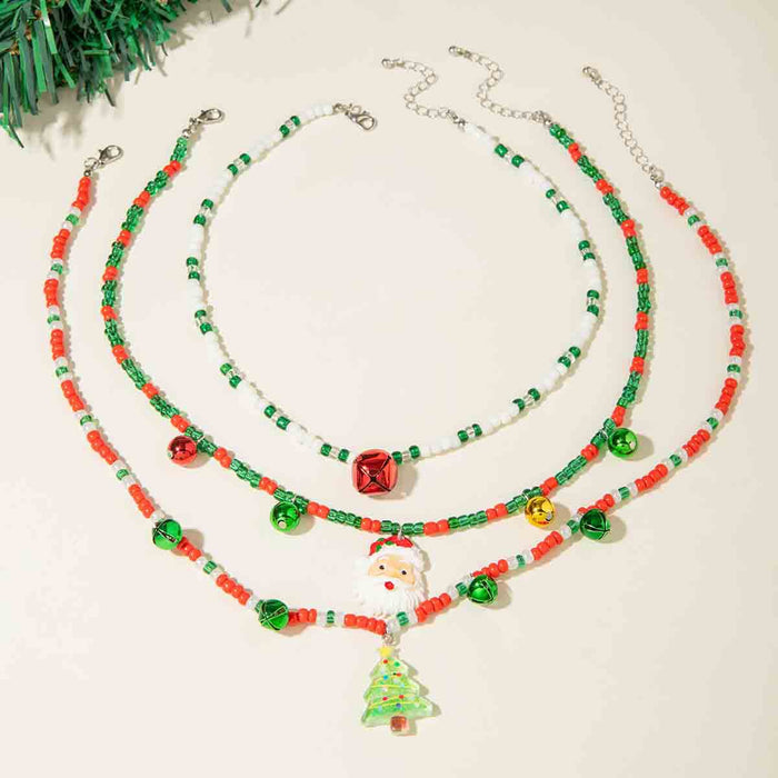 Wholesale Handmade Glass Bead Multi-Layer Christmas Necklace Fashion Accessory MOQ≥2