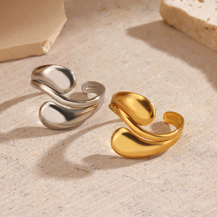 Wholesale Fashionable and trendy gold-plated minimalist Feng Shui drip ring, niche design, open-ended ring