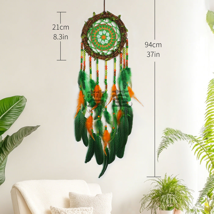 Wholesale Handmade Vine Dreamcatcher Feather Wind Chime Home Decor MOQ≥2