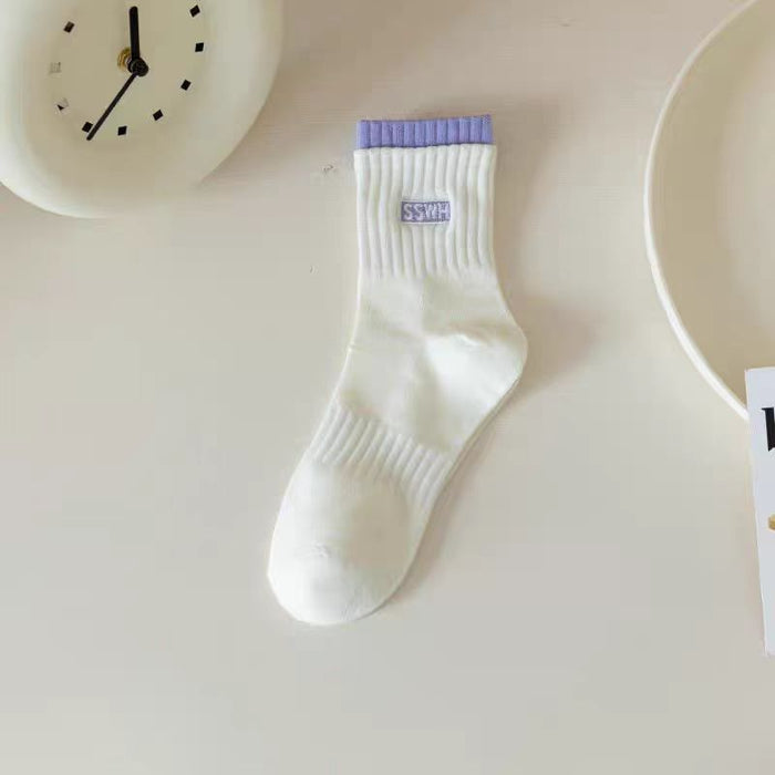 Wholesale Socks, white socks, double ribbed new style, mid length socks, cotton socks, breathable