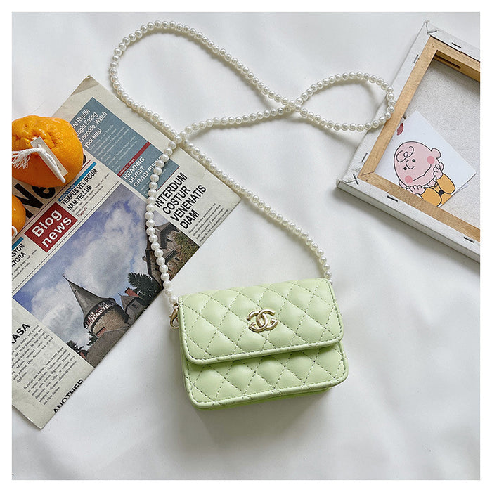 Wholesale Retro pearl decoration PU children's shoulder crossbody bag baby accessory bag
