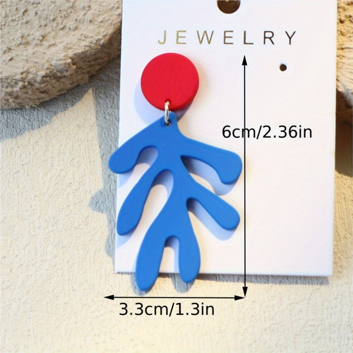 Wholesale Blue Coral Seaweed Acrylic Earrings for Women Tassel Earrings Accessories