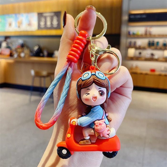 Wholesale Creative Electric Car Keychain Female Cute Couple Key Chain Pendant Car Key School Bag Hanging Cartoon Small Gift