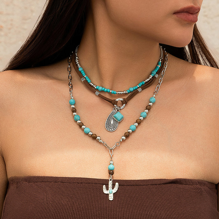 Wholesale Vintage collarbone chain niche bead necklace set accessories