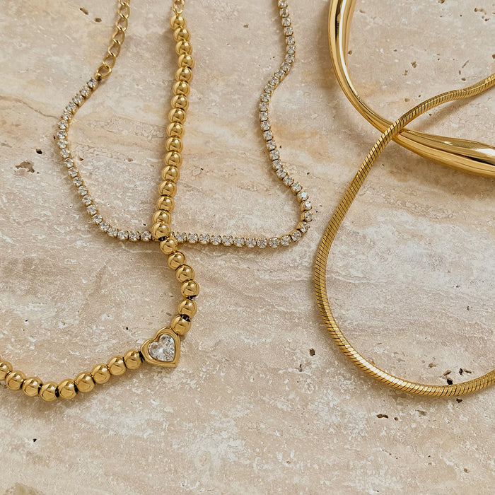 Wholesale Women S Stainless Steel Gold Love Bead Stacking Bracelet Set Tennis Chain Fashion Jewelry Accessory