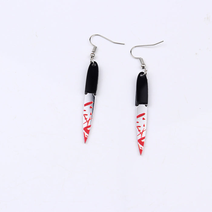 Wholesale Acrylic Printed Blood Color Knife Earrings Personalized   Earrings
