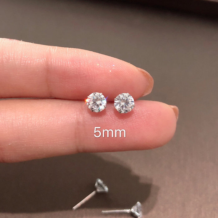 Wholesale  white rhinestone 925 silver needle diamond stud earrings men and women zircon ear bone stud