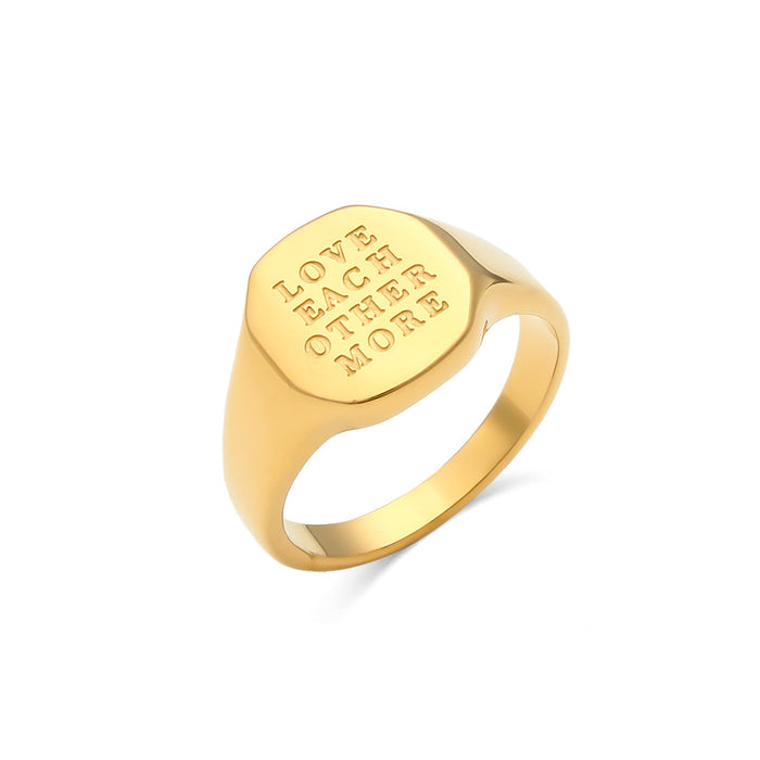 Wholesale English letters ring titanium steel electroplating 18K gold ring ladies jewelry