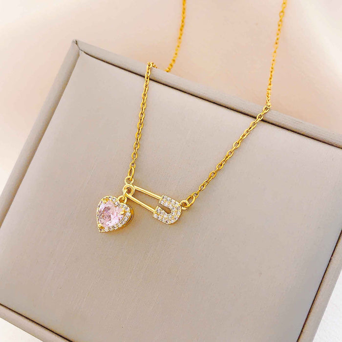 Wholesale Trendy Love Pin Necklace Titanium Steel Real Gold Plating Fashion Accessory
