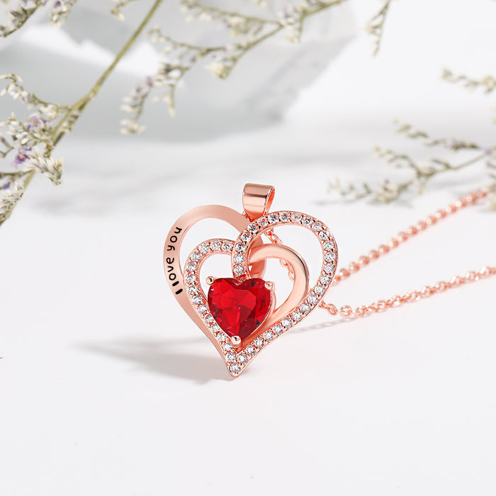 Wholesale Heart necklace Women's  Valentine's Day gift love rose necklace Double Layer Love
