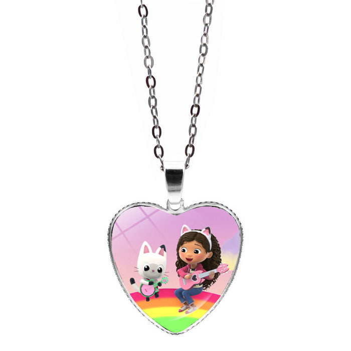 Wholesale Anime Gabby's Dollhouse Love Necklace Jewelry Girl Gift Cartoon Heart Pendant Sweater Chain JDC-NE-JY004