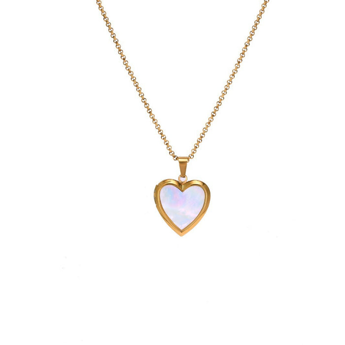 Wholesale Photo Box Pendant Necklace Opening Peach Heart Pendant Collarbone Chain Plated Gold