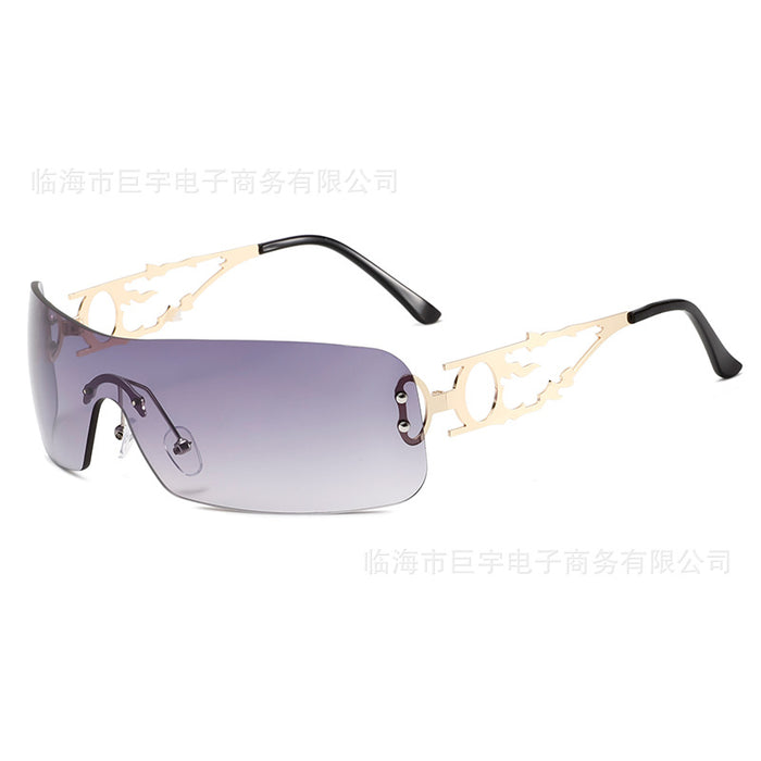 Wholesale New Fashion Sunglasses with Metal Large Frame, Personalized Borderless Integrated Sunglasses