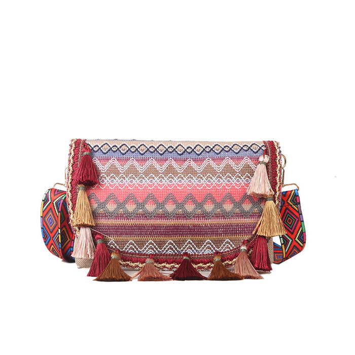 Wholesale Ethnic Style Tassel Canvas Messenger Bag JDC-SD-Wangp008