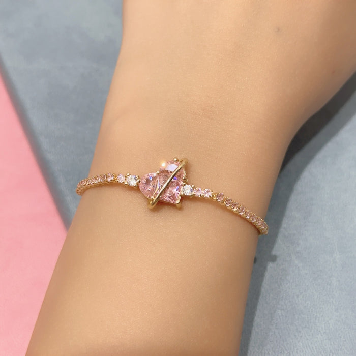 Wholesale Copper Inlaid Zircon Love Bow Bracelet JDC-BT-Bein006