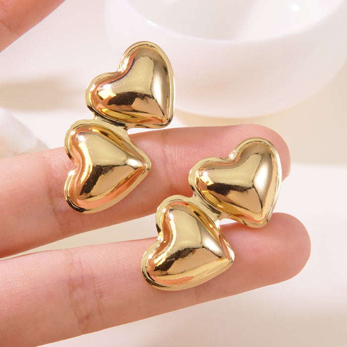 Wholesale Vintage Titanium Steel Heart Earrings JDC-ES-JW005