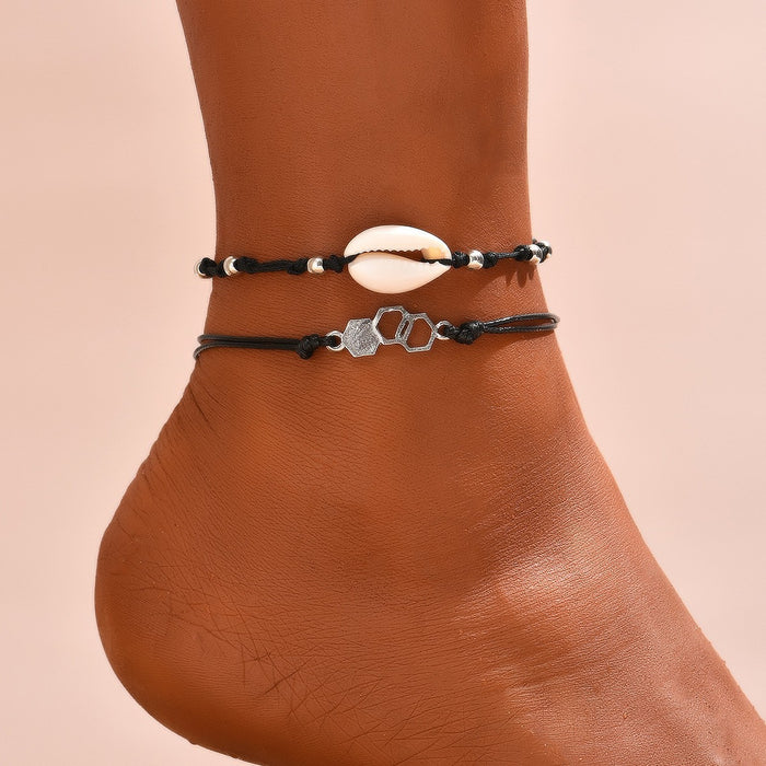 Wholesale Vintage Beaded Anklet with Shell Pendant Fashion Jewelry Accessory