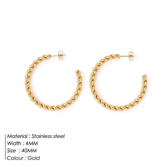Wholesale stainless steel earrings gold-plated C-shaped twist earrings