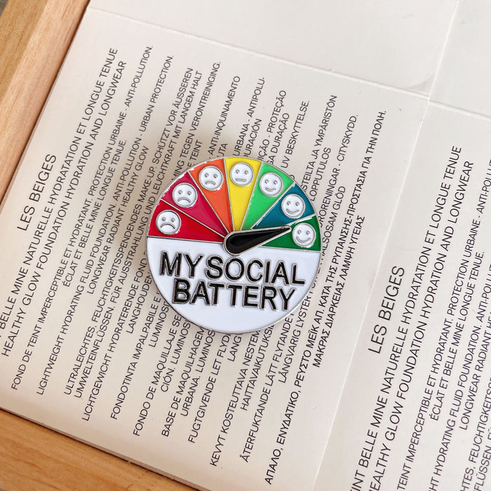 Wholesale Social power brooch emotion management energy metal badge sliding rotating expression badge bag accessories