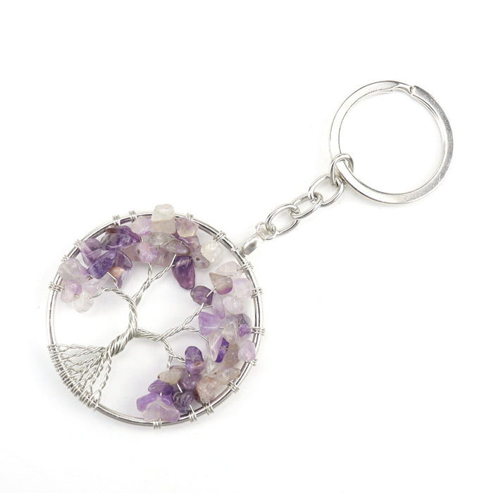 Wholesale Natural Crushed Stone Crystal Tree Root Life Tree Pendant Keychain Bag Pendant Keychain K04 JDC-KC-HXu002