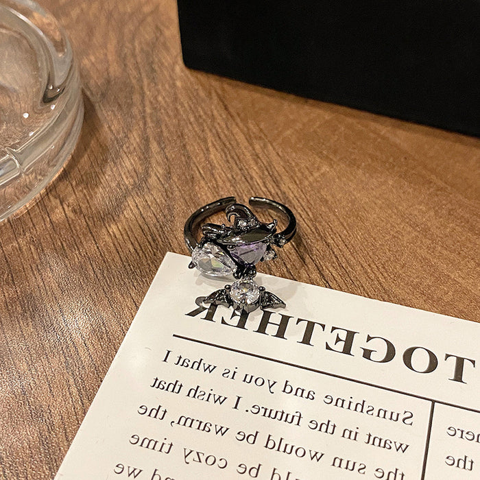 Wholesale Advanced Purple Diamond Series Open Ring Creative, Small and Versatile, Elegant Accessory, Finger Ring