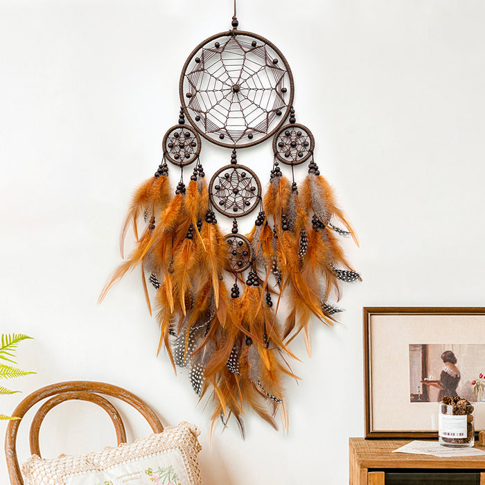 Wholesale Boutique Handmade Dreamcatcher Wall Hanging Feather Tribal Home Decor Gift MOQ≥2