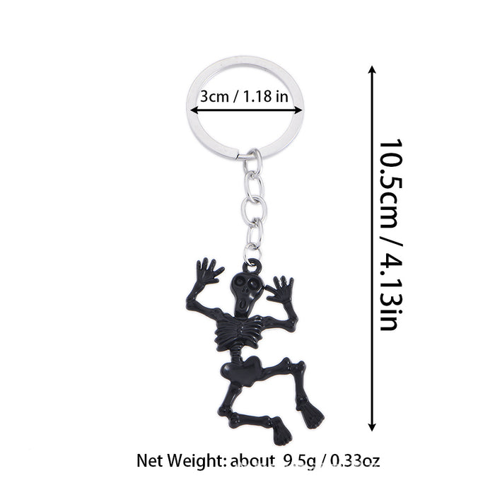 Wholesale Skull Keychain Halloween Animal Bat Cat Alloy Dripping Oil Spider