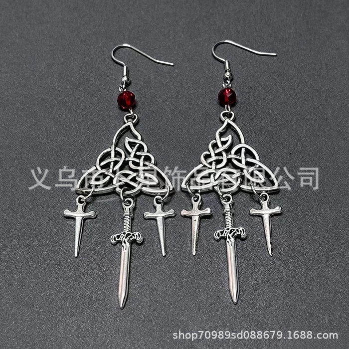 Wholesale Gothic Punk Silver Tone Cross Filigree Earrings Trendy  Jewelry Accessory Boutique Resale