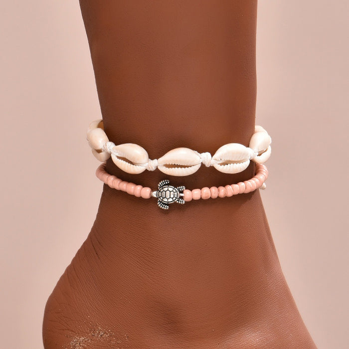 Wholesale Bohemian Shell Woven Anklet Set Fashion Accessory