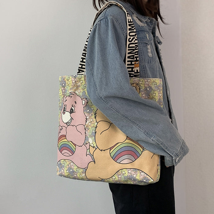 Wholesale New canvas bag, one shoulder, niche artistic, large capacity, cute student handbag