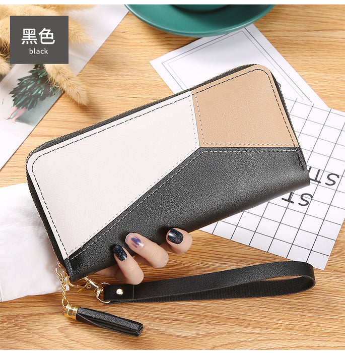 Wholesale Contrast Color Stitching Long Large Capacity Wallet JDC-WT-HongY005