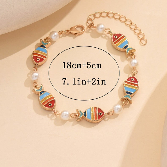 Wholesale  Vacation Ocean Style Cartoon Small Fish Imitation Pearl Bracelet