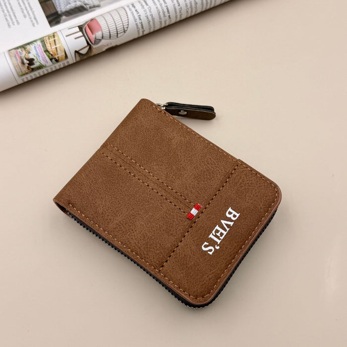 Wholesale Retro PU Leather Men' s Bifold Wallet with Zipper - Grey Fashion Accessory MOQ≥2