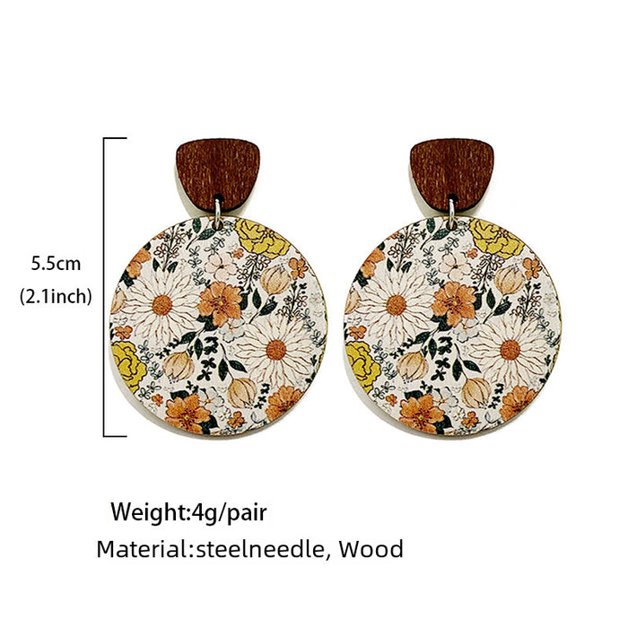 Wholesale Wooden earrings, flower splicing, wooden earrings, earrings, pendants