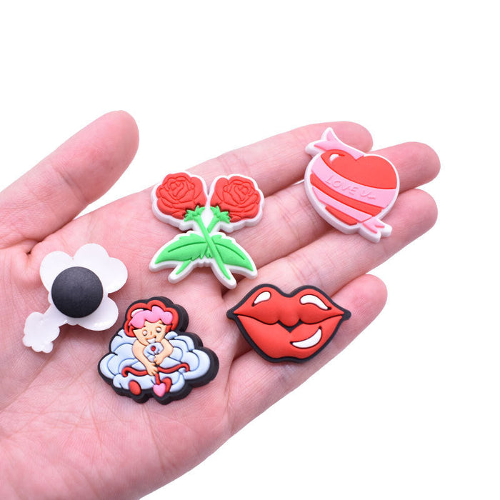 Wholesale 100 PCS PVC Cartoon Pink DIY Shoe Buckle JDC-SC-RYY010