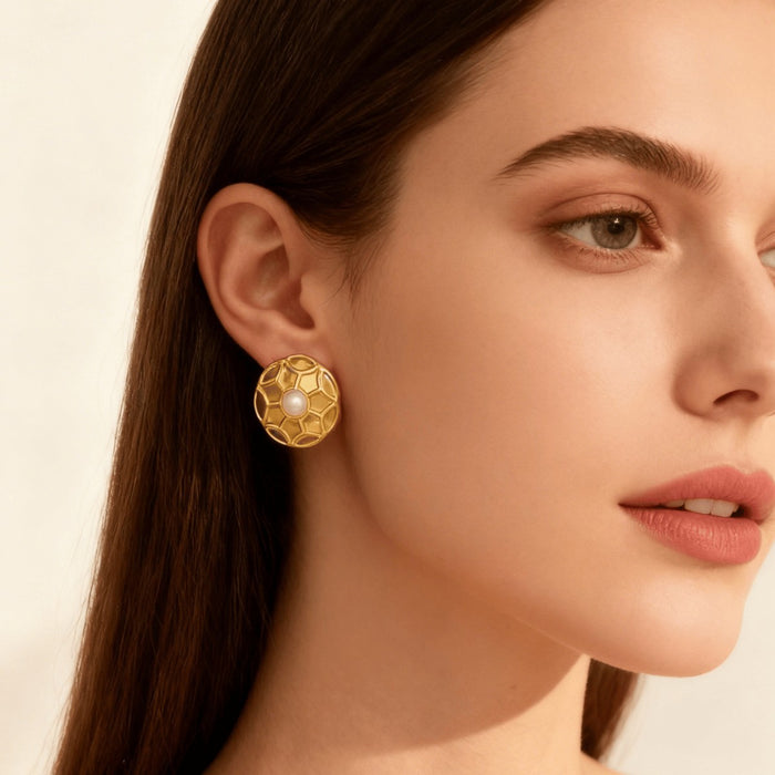 Wholesale Stainless Steel Geometric Oval Golden Earrings for Women