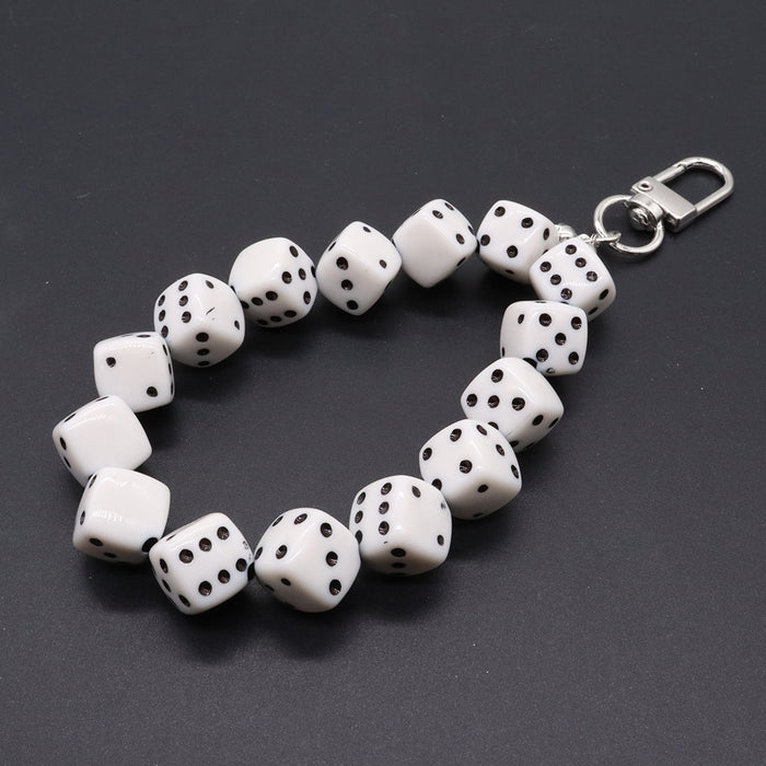 Wholesale Alloy Door Buckle Black 8 Dice Lanyard Ins Phone Chain Keychain Pendant Bag Water Bottle Lanyard Accessory