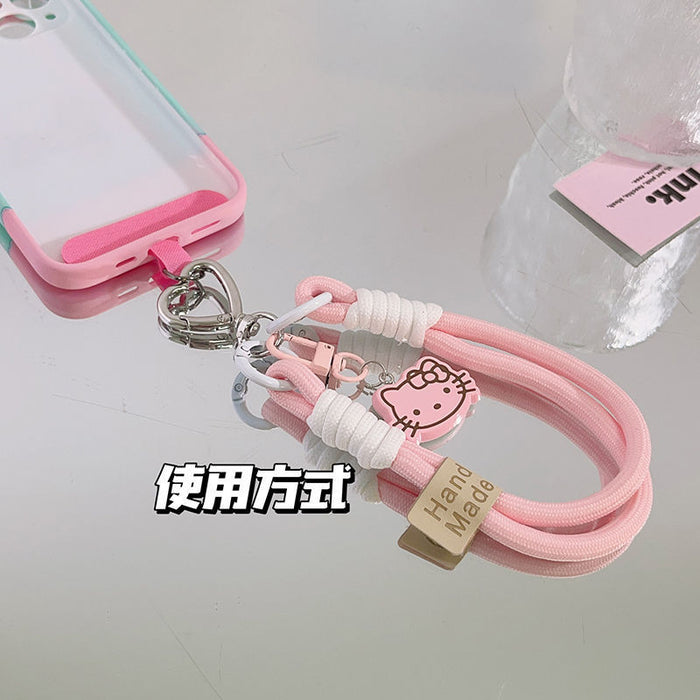 Wholesale Dual-tone clasp girl pink 3D cat phone chain keychain