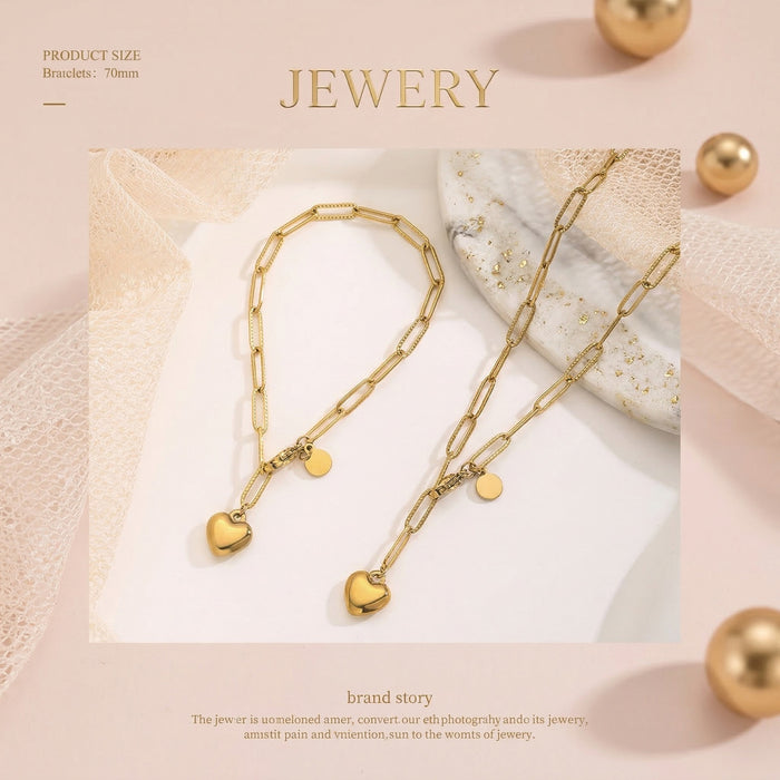 Wholesale Minimalist Stainless Steel Bracelet with Heart Pendant