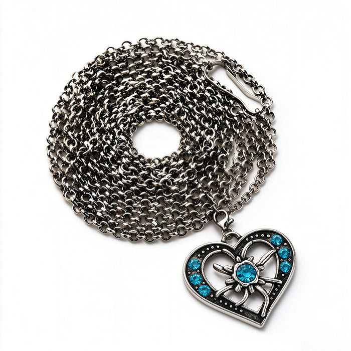 Wholesale Plated Alloy Long Necklace With Red Heart And Edelweiss Pattern Bavarian Festival Jewelry Accessory For Boutique Resale