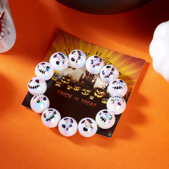 Wholesale  Skull Pumpkin Bracelet Wood Print Handmade Beaded Bracelet