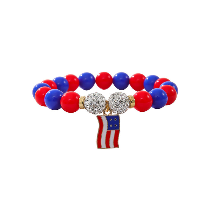 Wholesale Flag Five-pointed Star Heart American Independence Day Acrylic Bracelet JDC-BT-ShiY002