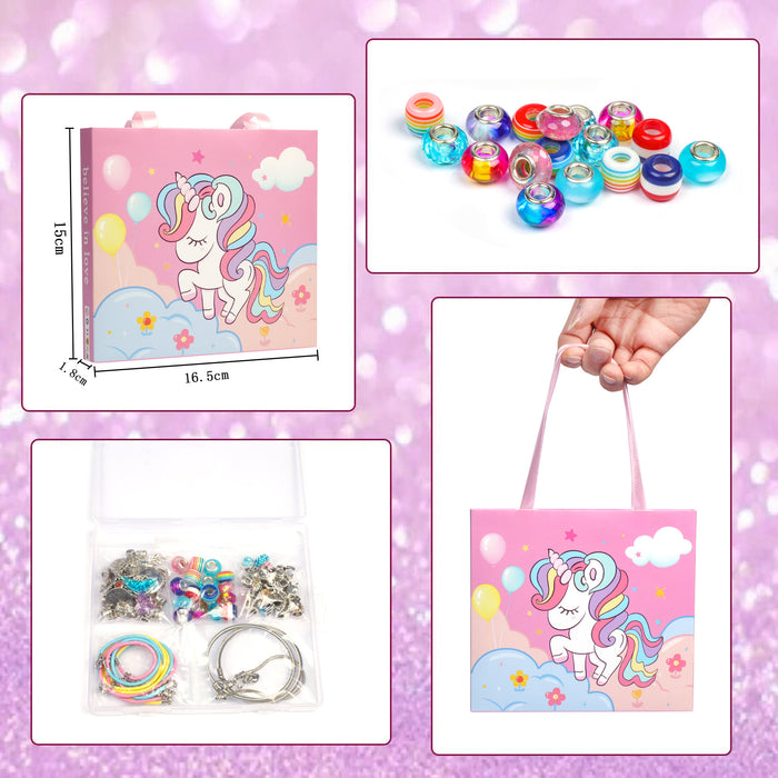 Wholesale Cute Cartoon Unicorn Crystal diy Children's Jewelry Women's Gift Bracelet Set