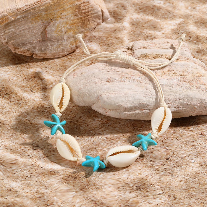 Wholesale Bohemian Hand-woven Knotted Shell Starfish Bracelet JDC-BT-ManY003