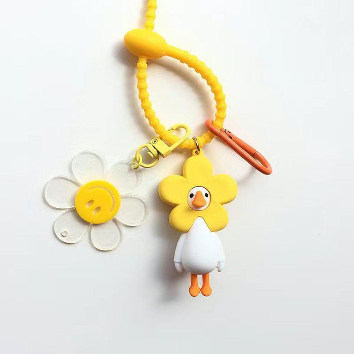 Wholesale   jewelry cartoon silicone keychain flower chicken pendant women's bag pendant
