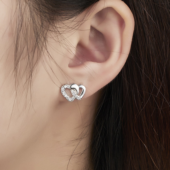 Wholesale Heart To Heart Hollow Micro-Inlaid Zirconia Copper Earrings JDC-ES-YZS002