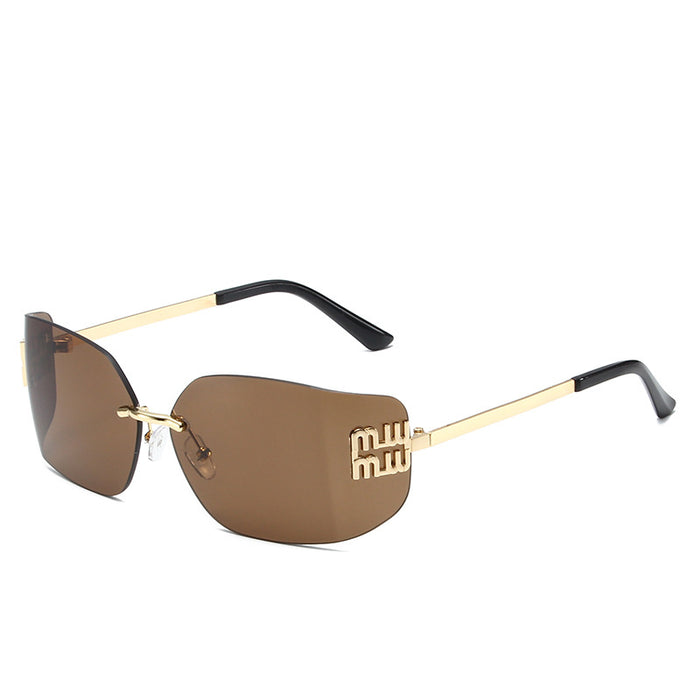 Wholesale Frameless sunglasses, light luxury and high-end retro street photography sunglasses