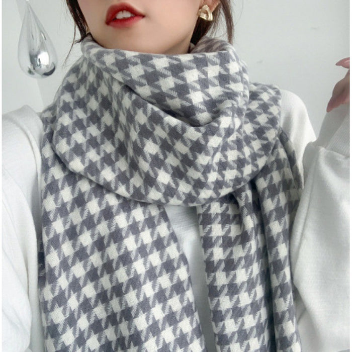 Wholesale Autumn and Winter Houndstooth Black and White Thick Scarf JDC-SF-Xuanx006