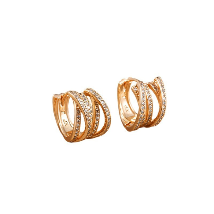 Wholesale Geometric Round Zirconia Hoop Earrings JDC-ES-XP018