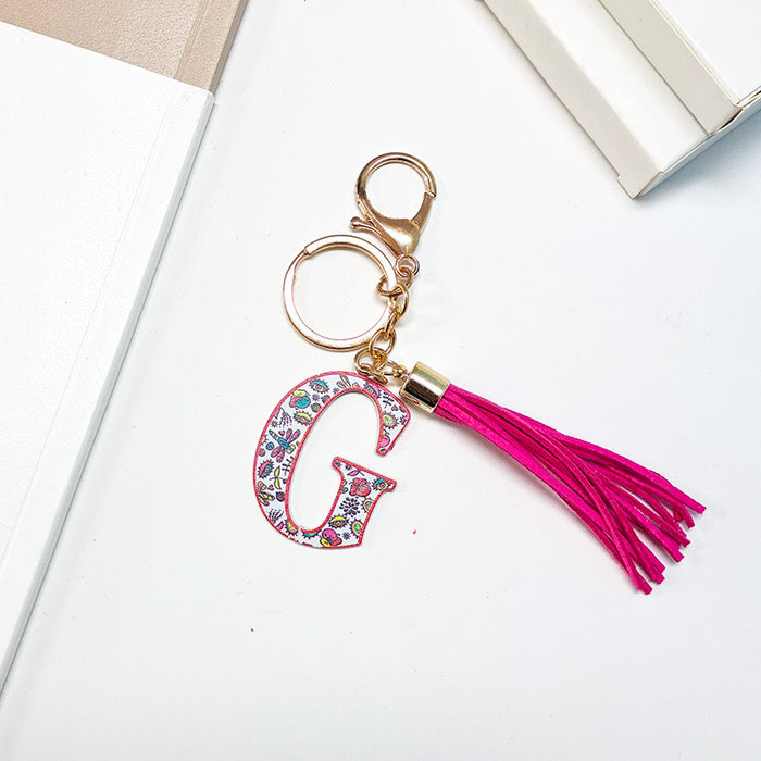 Wholesale Zinc Alloy Leather Letter Color Tassel Keychain JDC-KC-JinY003